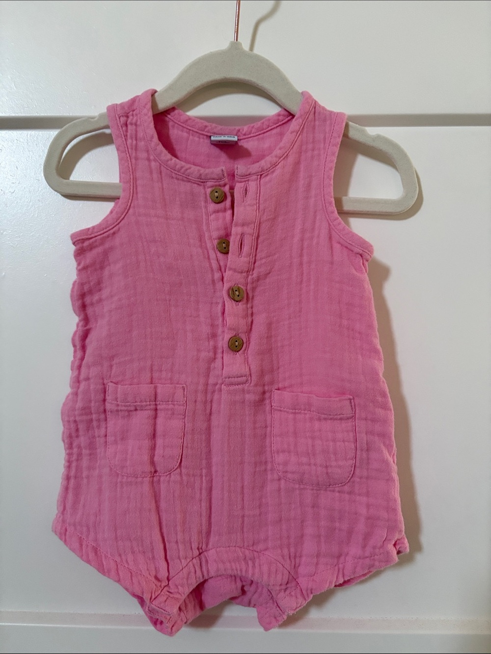 Old Navy Pink Baby Girls Muslin Sleeveless Romper 6-12 Months
